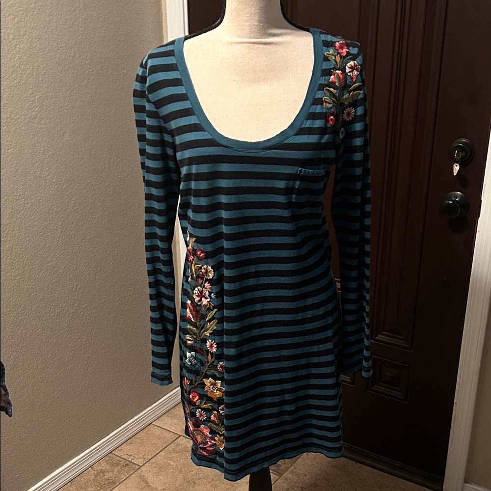 Johnny Was Striped Scoopneck Dress